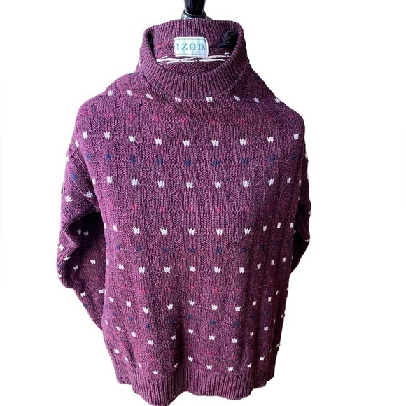 Vintage IZOD 3D Knit Sweater Men's Size Large Crew Neck Pullover Casual Burgundy - Picture 1 of 10